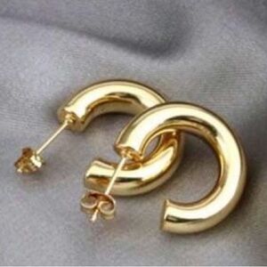 Gold Hoop Link Stud Earrings - Women Jewelry